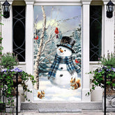 Aperturee - Aperturee Oil Painted Snowy Field Snowman Christmas Door Cover
